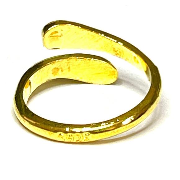 Teardrop Bypass Ring Size 5 6 7 8 9 Adjustable 18k Gold Plate JA23 - Picture 2 of 5